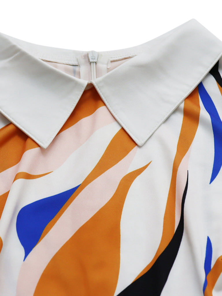 Yellow 1970s Shirt Collar Patchwork Ruffle Dress — the kind of 1970s dress that makes strangers smile