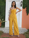 Yellow 1970s Strapless Bow Solid Jumpsuit - vintage jumpsuit, retro fashion