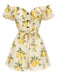 Yellow 1980s Off-Shoulder Ruffle Lemon Romper, vintage jumpsuit, retro fashion - vintage inspired fashion