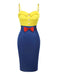 Yellow & Blue 1960s Bow Strap Pencil Dress, vintage dress, retro fashion - perfect for women who love vintage and retro fashion