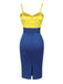 Yellow & Blue 1960s Bow Strap Pencil Dress, vintage dress, retro fashion - perfect for women who love vintage and retro fashion