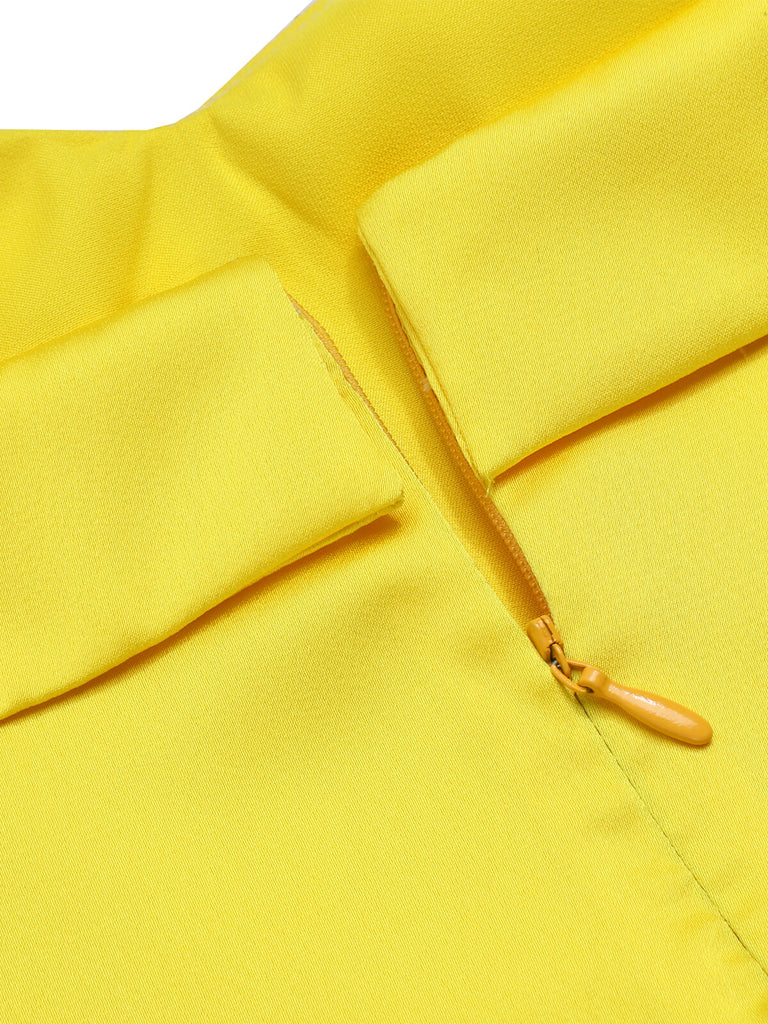 Yellow & Blue 1960s Bow Strap Pencil Dress, vintage dress, retro fashion - perfect for women who love vintage and retro fashion