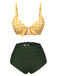 Yellow & Green 1950s Plaid Bow Bikini Set, vintage swimsuit, pin-up swimwear - perfect for women who love vintage and retro fashion