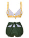 Yellow & Green 1950s Plaid Bow Bikini Set, vintage swimsuit, pin-up swimwear - perfect for women who love vintage and retro fashion