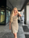Beige 1960s Polka Dot Square Neck Puff Dress, vintage dress, retro fashion - perfect for women who love vintage and retro fashion