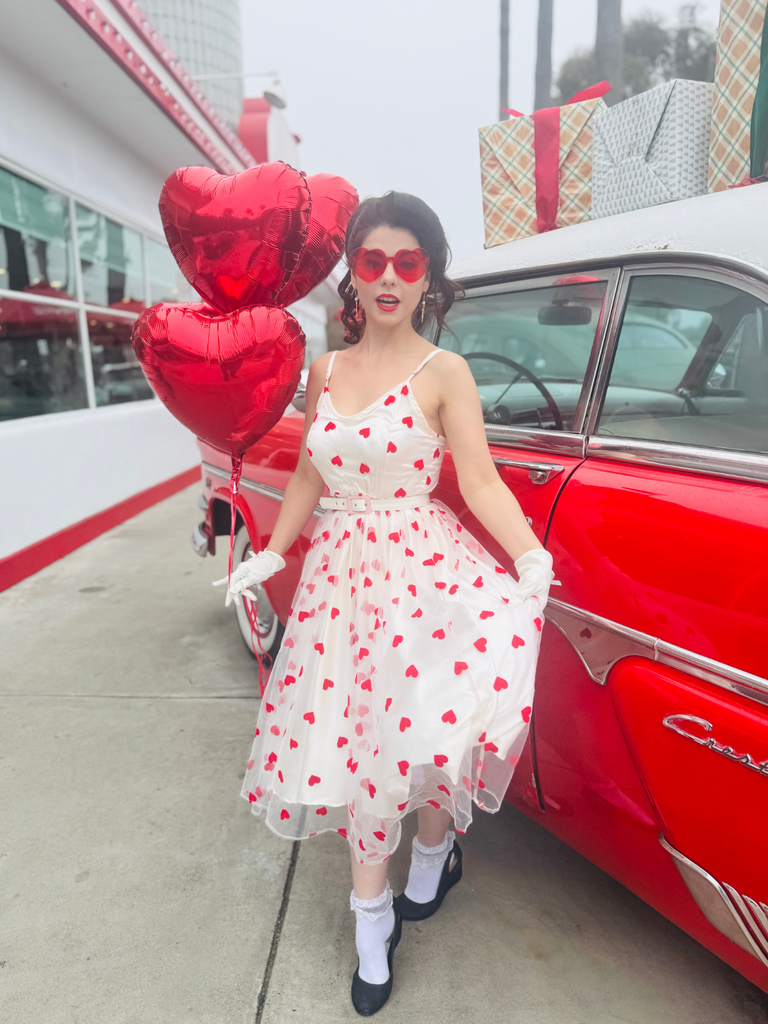 Heart 1950s Mesh Sling Dress | 1950s | vintage dress, retro fashion