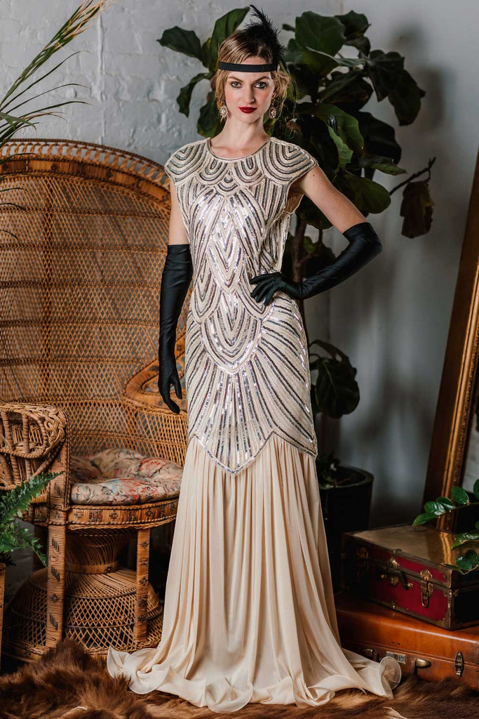 1920s Embroidery Sequin Maxi Dress — vintage elegance for the modern woman