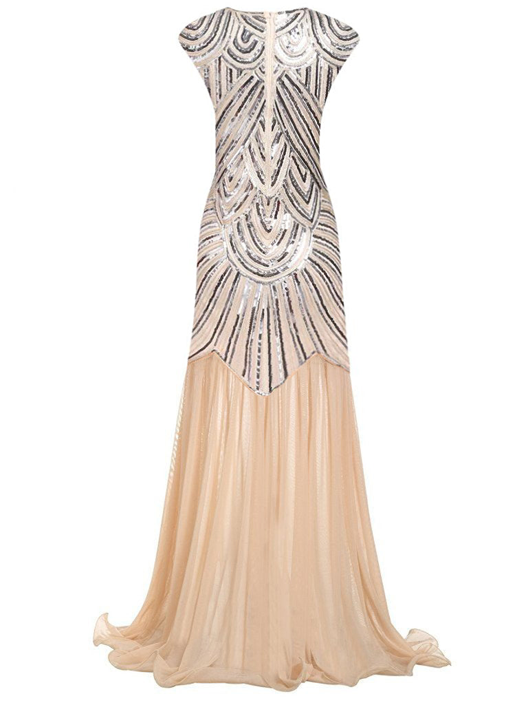 1920s Embroidery Sequin Maxi Dress — vintage elegance for the modern woman