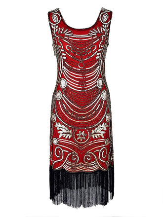 1920s Flapper Sequin Gatsby Dress, classic 1920s style elegant retro fashion - Image 1