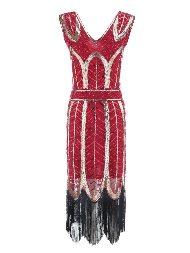 1920s Leaves Sequined Tassel Dress: timeless style reimagined