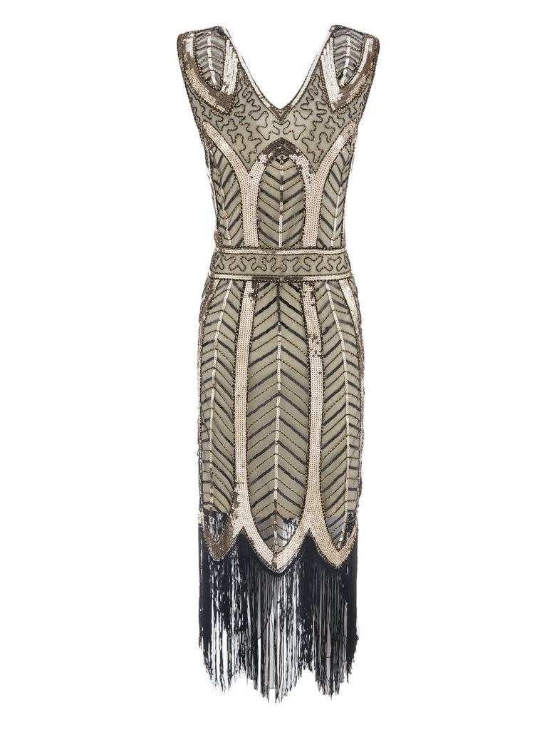 1920s Leaves Sequined Tassel Dress: timeless style reimagined