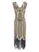 1920s Leaves Sequined Tassel Dress, classic 1920s style elegant retro fashion - Image 2