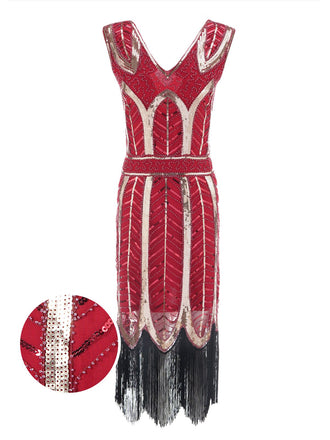 1920s Leaves Sequined Tassel Dress: timeless style reimagined