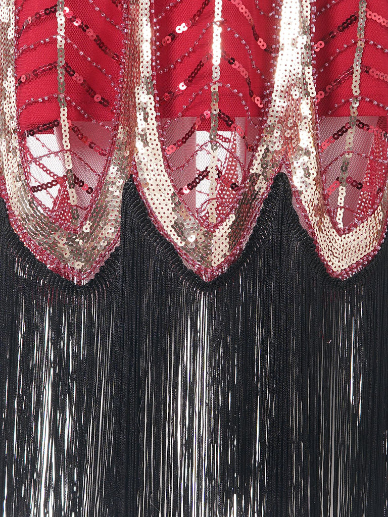 1920s Leaves Sequined Tassel Dress — vintage elegance for the modern woman