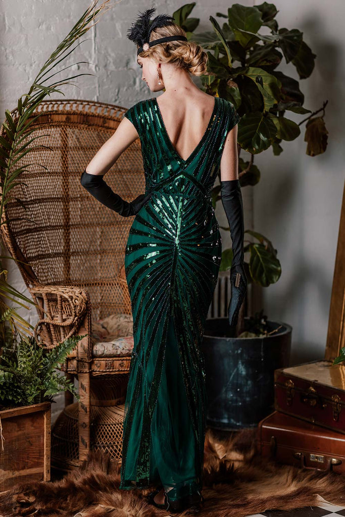 1920s Sequin Art Deco Maxi Dress: timeless style reimagined