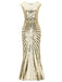 She slips into this 1920s Sequin Art Deco Maxi Dress and suddenly it's a 1920s daydream