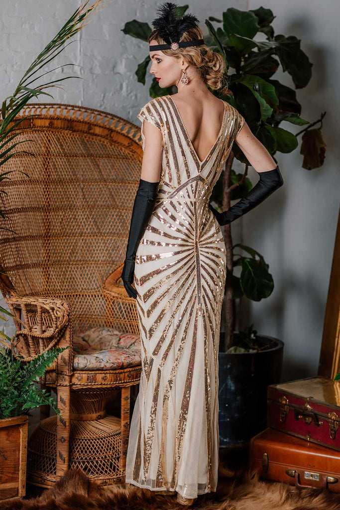 1920s Sequin Art Deco Maxi Dress — classic beauty whispers stories