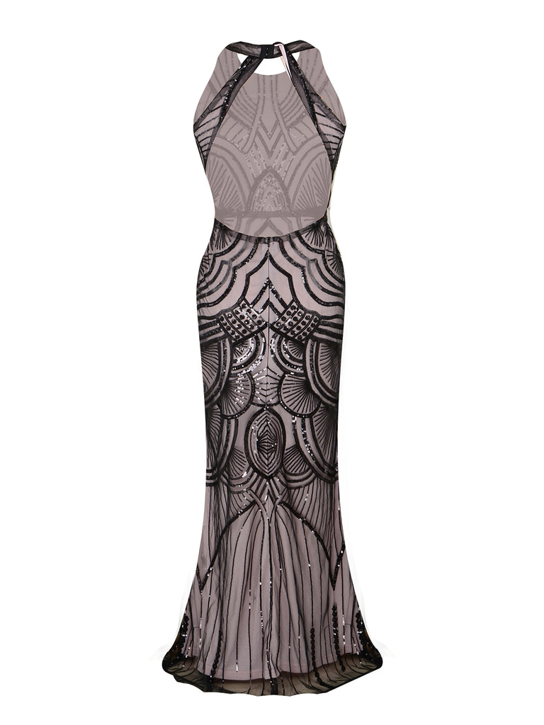 1920s Sequin Backless Formal Dress, classic 1920s style elegant retro fashion - Image 8