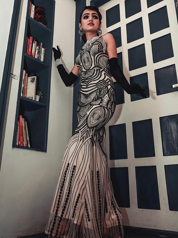 1920s Sequin Backless Formal Dress — vintage elegance for the modern woman
