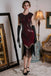 Wine 1920s Sequin Beaded Fringed Dress, classic 1920s style elegant retro fashion - Image 2