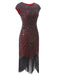 Wine 1920s Sequin Beaded Fringed Dress, classic 1920s style elegant retro fashion - Image 6