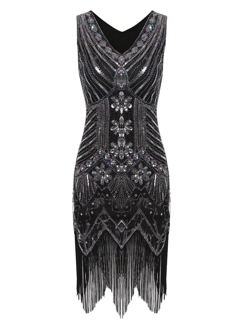 She slips into this 1920s Sequined Fringe Dress and suddenly it's a 1920s daydream