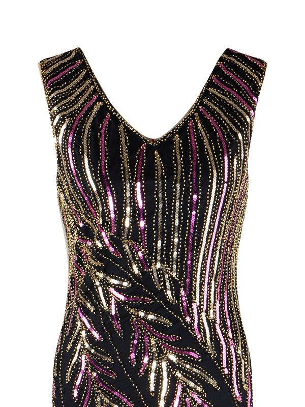1920s Sequined Tassels Flapper Dress, classic 1920s style elegant retro fashion - Image 14