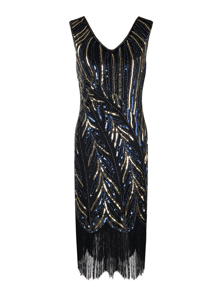 1920s Sequined Tassels Flapper Dress, classic 1920s style elegant retro fashion - Image 2