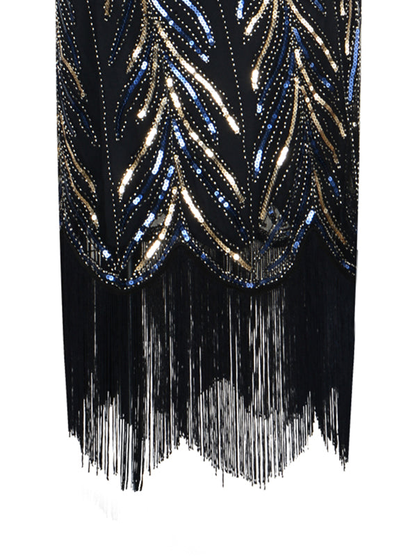 1920s Sequined Tassels Flapper Dress, classic 1920s style elegant retro fashion - Image 5