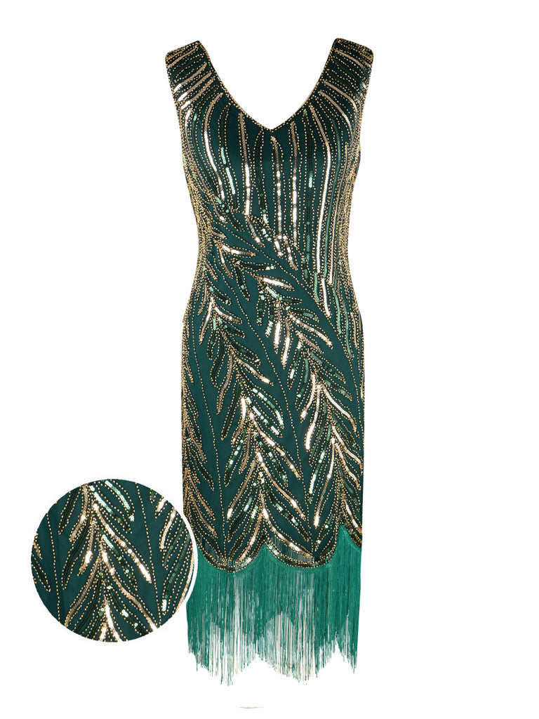 1920s Sequined Tassels Flapper Dress, classic 1920s style elegant retro fashion - Image 6
