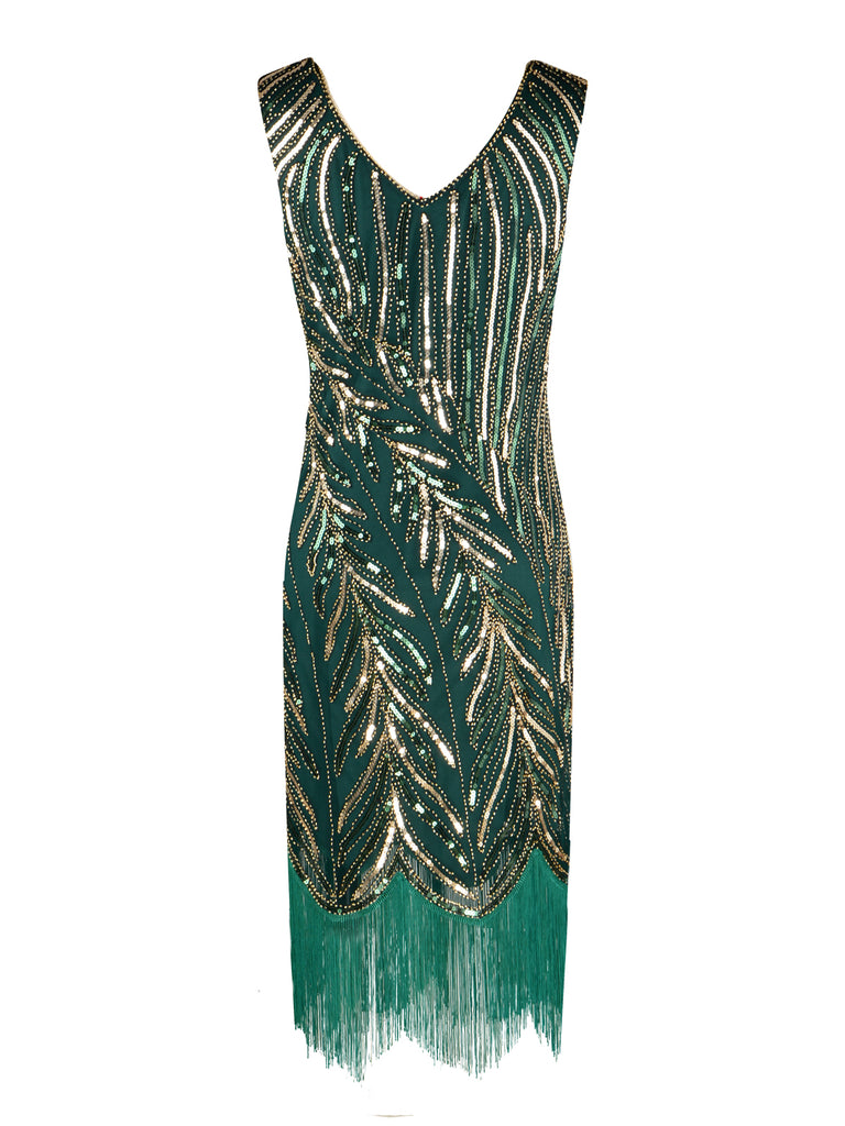 1920s Sequined Tassels Flapper Dress, classic 1920s style elegant retro fashion - Image 8