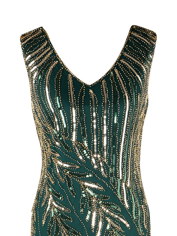 1920s Sequined Tassels Flapper Dress, classic 1920s style elegant retro fashion - Image 9