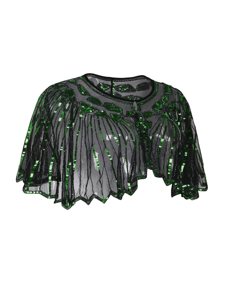 1920s Shawl Beaded Sequin Flapper Cape - vintage fashion, retro style