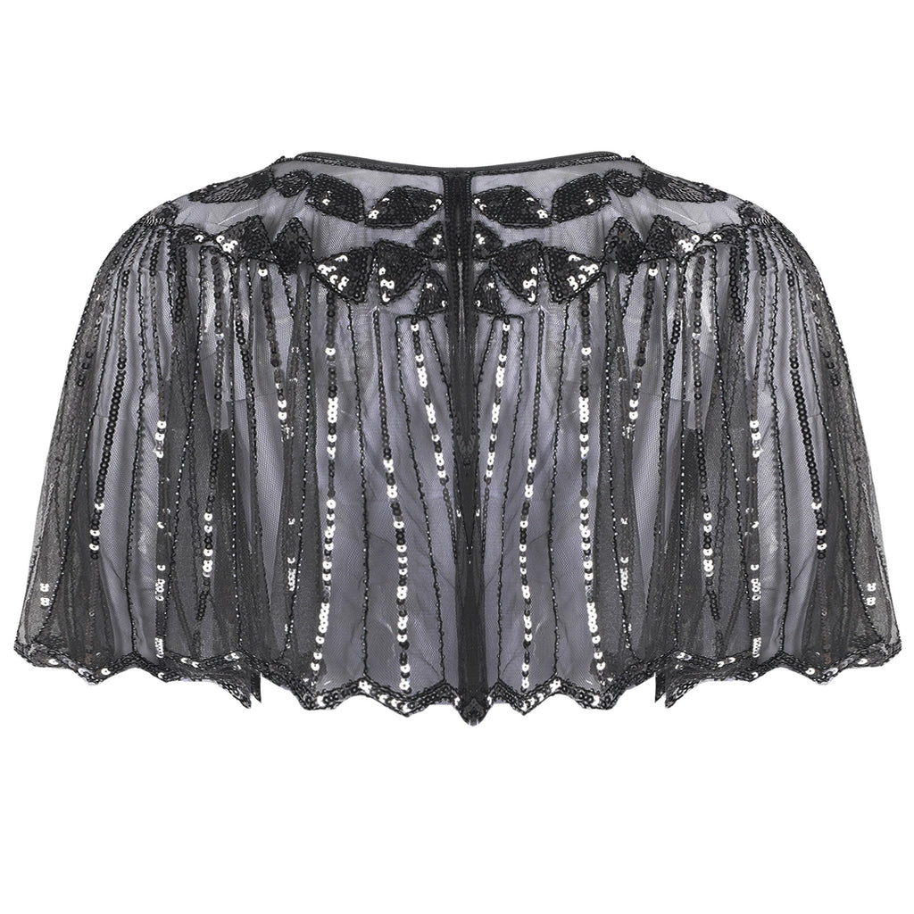 1920s Shawl Beaded Sequin Flapper Cape - vintage fashion, retro style