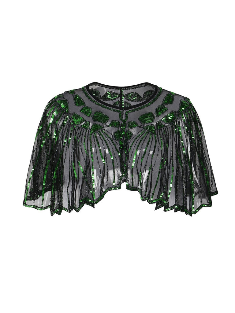 1920s Shawl Beaded Sequin Flapper Cape, classic 1920s style elegant retro fashion - Image 1