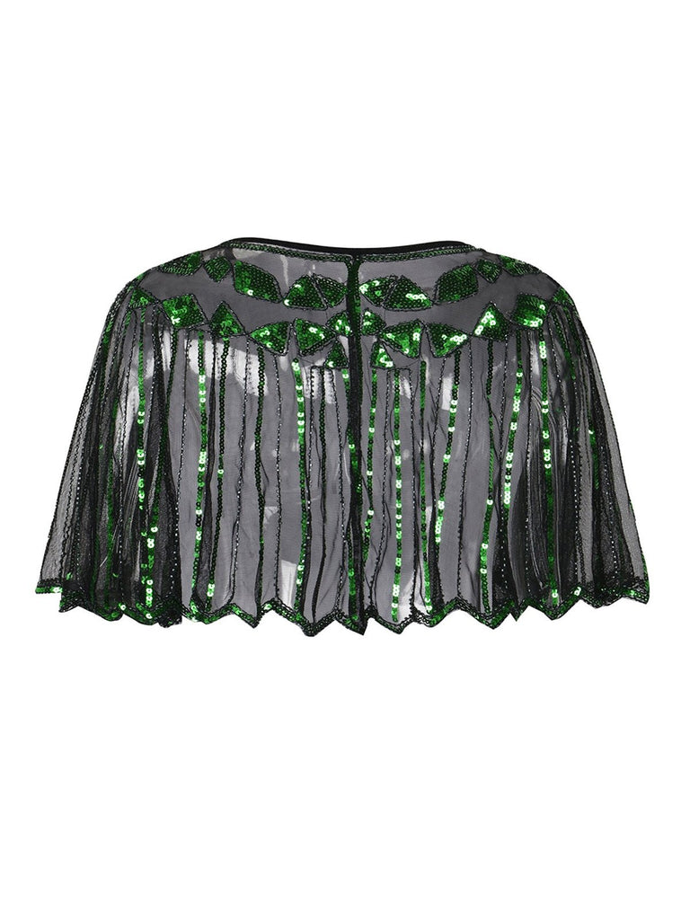 1920s Shawl Beaded Sequin Flapper Cape, classic 1920s style elegant retro fashion - Image 3