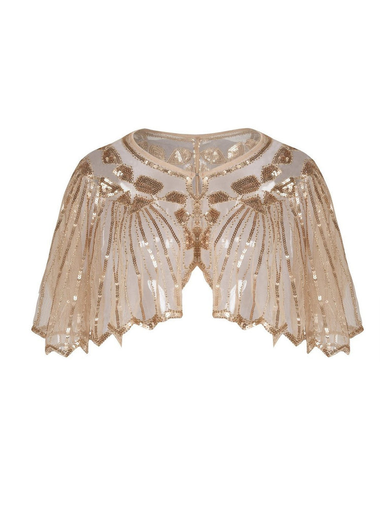 1920s Shawl Beaded Sequin Flapper Cape - vintage fashion, retro style