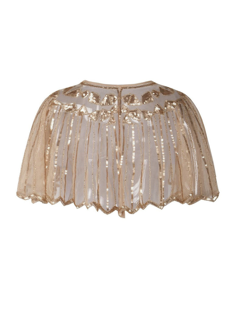 1920s Shawl Beaded Sequin Flapper Cape - vintage fashion, retro style