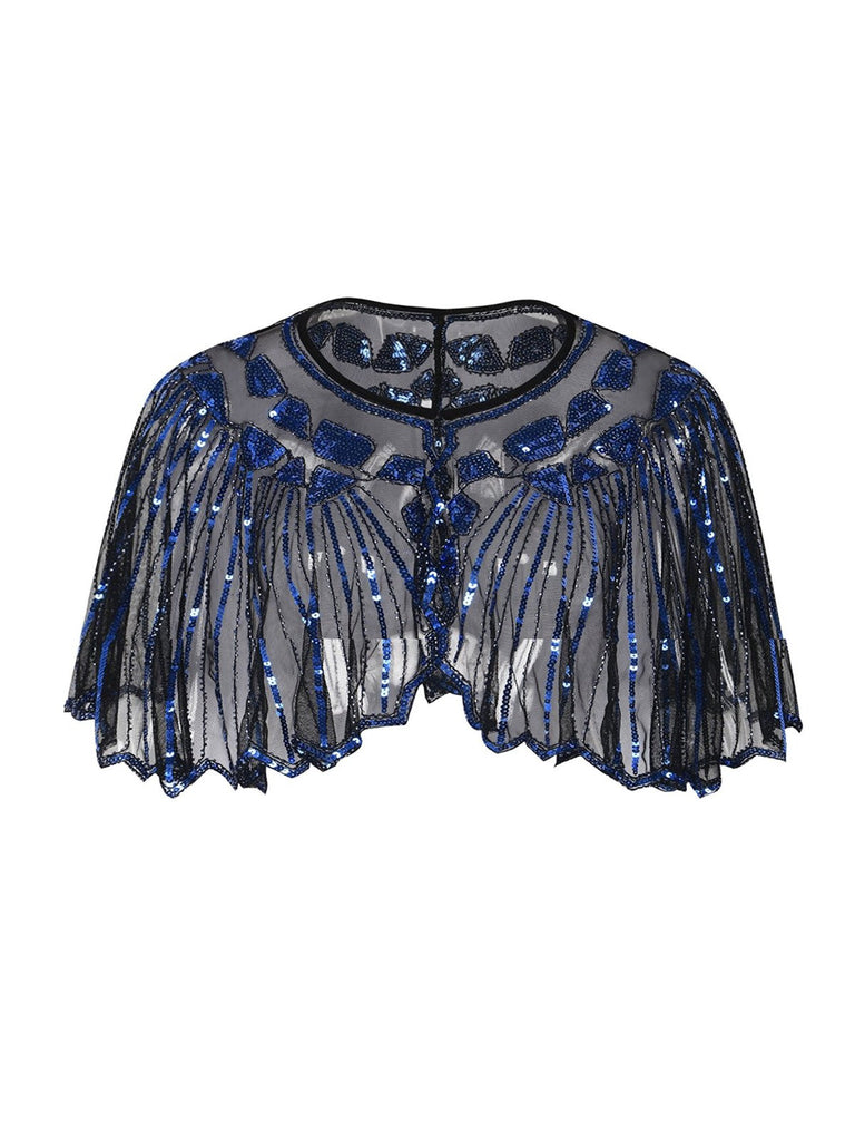 1920s Shawl Beaded Sequin Flapper Cape - vintage fashion, retro style