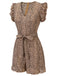 Side view: 1930s 1930s Leopard Print Mullet Sleeves V-neck Romper, perfect for retro themed parties, vintage fashion enthusiasts and special occasions