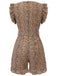 Back view: 1930s 1930s Leopard Print Mullet Sleeves V-neck Romper, perfect for retro themed parties, vintage fashion enthusiasts and special occasions