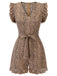 Detail close-up: 1930s 1930s Leopard Print Mullet Sleeves V-neck Romper, perfect for retro themed parties, vintage fashion enthusiasts and special occasions