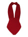 1930s Retro Halter Solid One-piece Swimsuit: timeless style reimagined