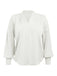 1930s Retro Solid V-neck Puff Sleeve Blouse — vintage elegance for the modern woman
