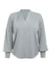 1930s Retro Solid V-neck Puff Sleeve Blouse: timeless style reimagined