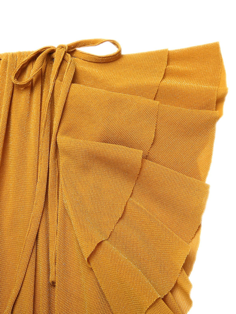 View 7: 1930s 1930s Ruffle Lace-up Fishtail Dress,