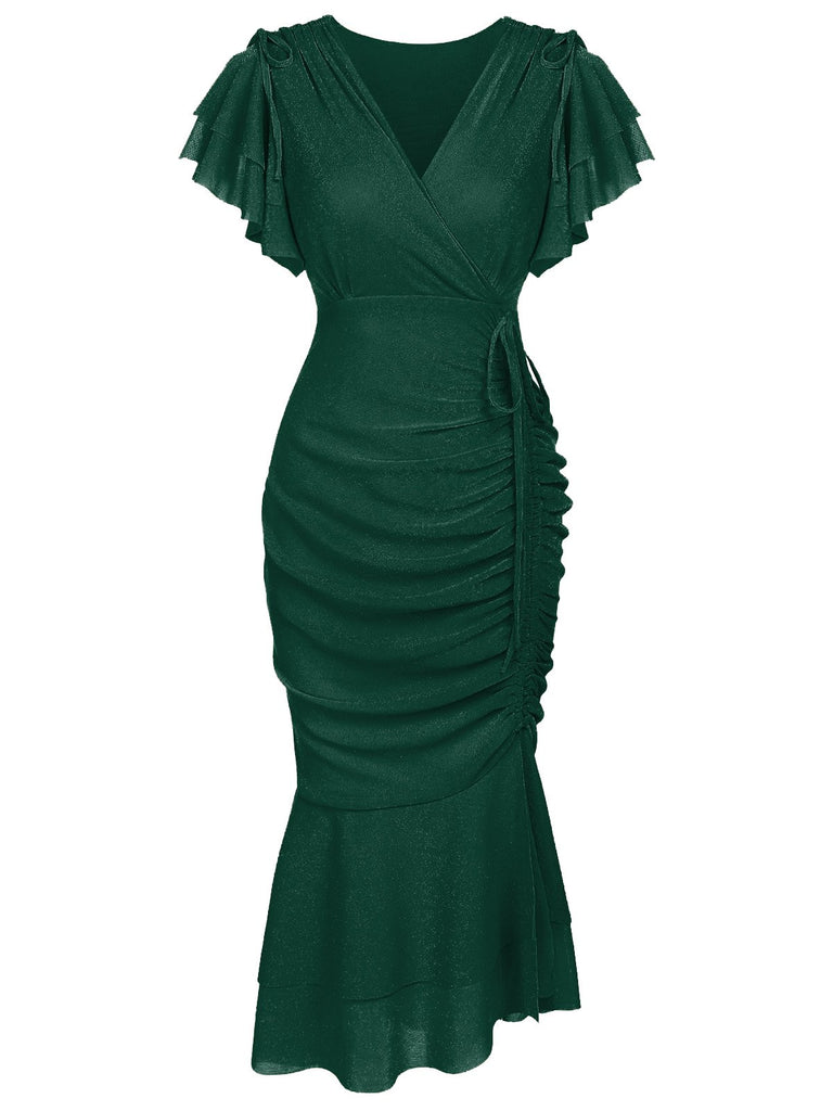 1930s Ruffle Lace-up Fishtail Dress — vintage elegance for the modern woman