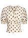 Beige 1940s Dots Bowknot V-Neck Blouse, vintage top, retro blouse - perfect for women who love vintage and retro fashion