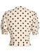 Beige 1940s Dots Bowknot V-Neck Blouse, vintage top, retro blouse - perfect for women who love vintage and retro fashion