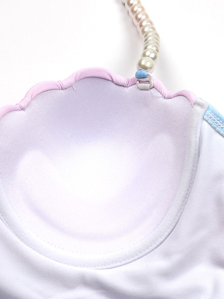 1940s Gradient Pink Shell Pearl Bikini Set - vintage fashion, retro style